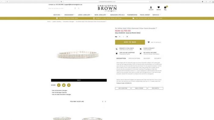 Christopher Brown Tennis Bracelet Product Page