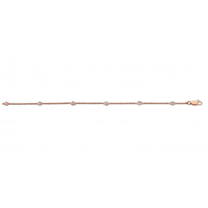 18ct Rose Gold 0.20ct Diamond by the yard Rubover Bracelet