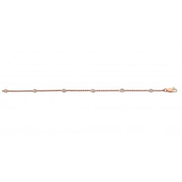 18ct Rose Gold 0.20ct Diamond By The Yard Rubover Bracelet