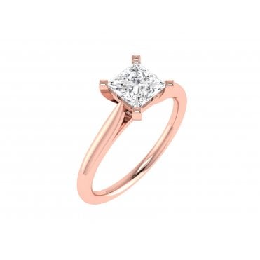 18ct Rose Gold Cushion Cut Lab Diamond Solitaire Ring