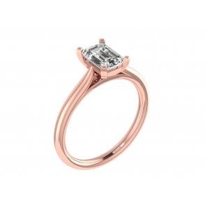 18ct Rose Gold Emerald Cut Lab Diamond Solitaire Ring
