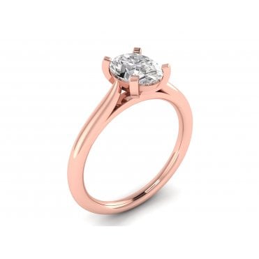 18ct Rose Gold Oval Cut Lab Diamond Solitaire Ring