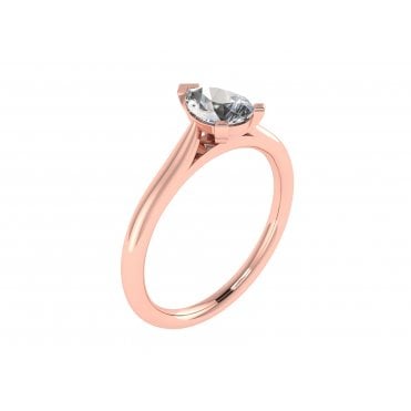 18ct Rose Gold Pear Cut Lab Diamond Solitaire Ring
