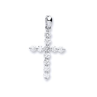 18ct White Gold 0.28ct Diamond Cross