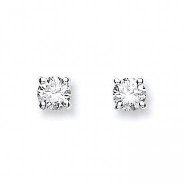 18ct White Gold 0.40ct Claw Set Diamond Stud Earrings