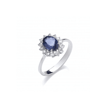 18ct White Gold 1.40ct Sapphire & 0.35ct Diamond Daisy Cluster Ring