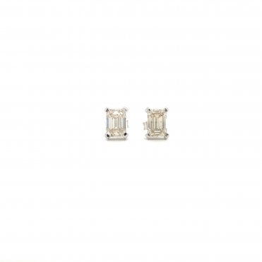 18ct White Gold 2.07ct Emerald Cut Diamond Solitaire Earrings