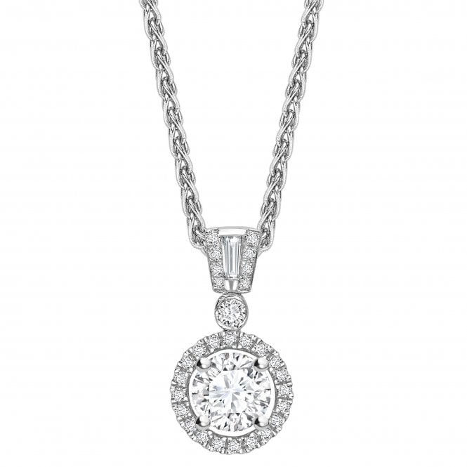 18ct White Gold Diamond Drop Halo Pendant - 0.25ct Diamond