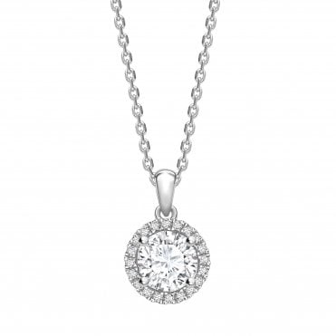 18ct White Gold Diamond Halo Pendant - 0.10ct Diamond