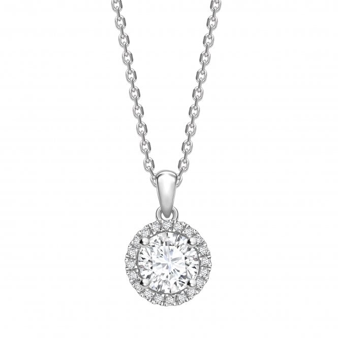 18ct White Gold Diamond Halo Pendant - 0.35ct Diamond