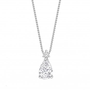 18ct White Gold Diamond Pear Cut Drop Pendant - 0.75ct Diamond