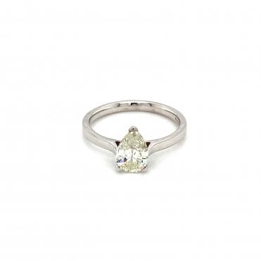 18ct White Gold Diamond Pear Cut Solitaire Ring 1.00ct