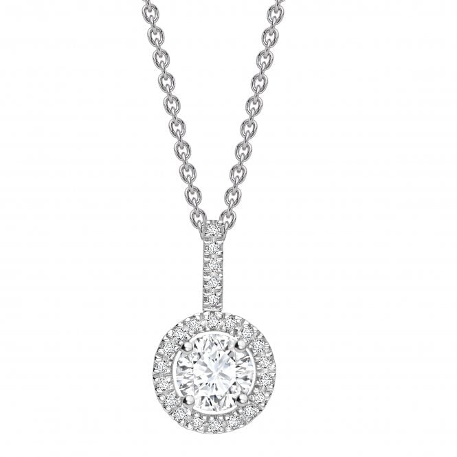 18ct White Gold Diamond Set Halo Pendant - 0.20ct Diamond