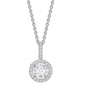 18ct White Gold Diamond Set Halo Pendant - 0.20ct Diamond