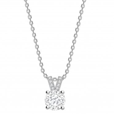 18ct White Gold Diamond Set Solitaire Pendant - 0.20ct Diamond