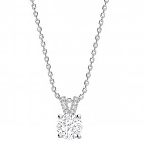 18ct White Gold Diamond Set Solitaire Pendant - 0.30ct Diamond