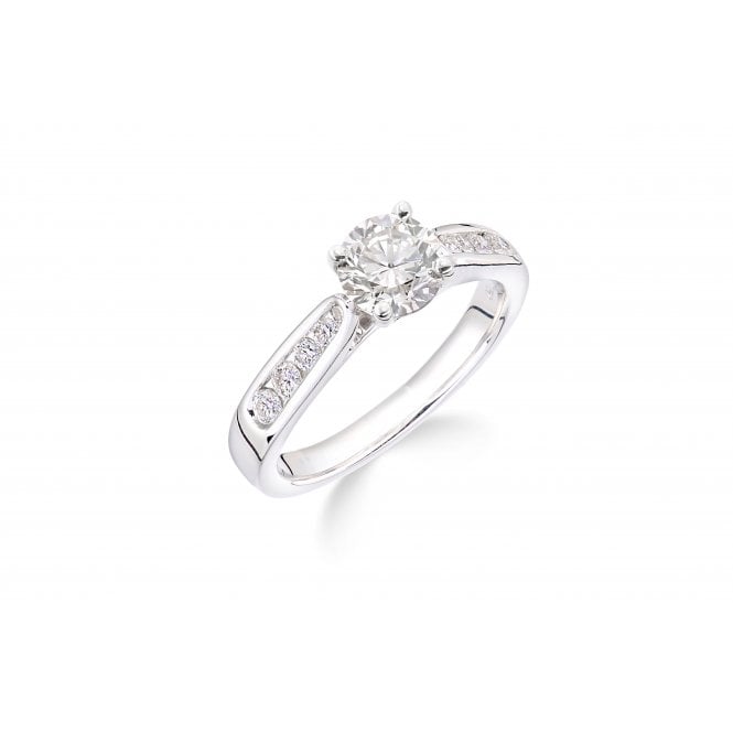 18ct White Gold Diamond Shoulder Set Cluster Engagement Ring