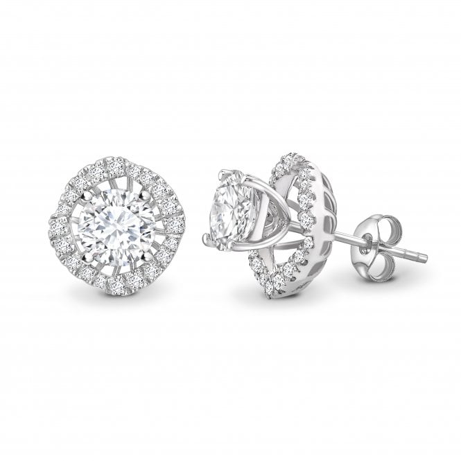 18ct White Gold Diamond Solitaire Earrings With Fancy Removable Diamond Set Halo - 0.66ct Diamonds