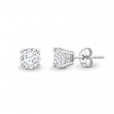 18ct White Gold Diamond Solitaire Stud Earrings - 0.70ct Diamonds