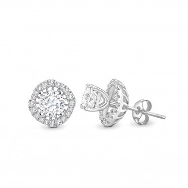 18ct White Gold Diamond Stud Earrings With Fancy Cushion Shaped Removable Halo Jacket - 0.66ct Diamonds