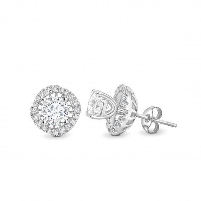 18ct White Gold Diamond Stud Earrings With Fancy Cushion Shaped Removable Halo Jacket - 1.00ct Diamonds
