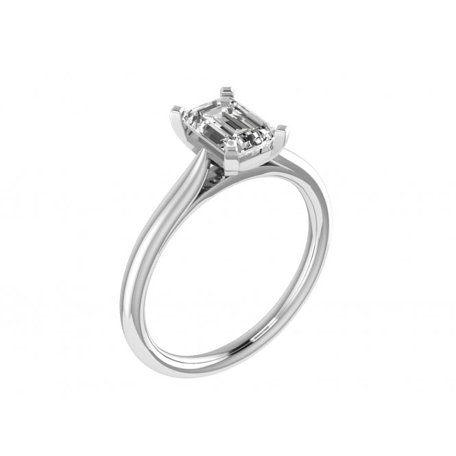 18ct White Gold Emerald Cut Lab Diamond Solitaire Ring
