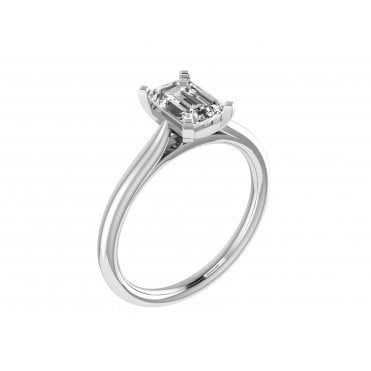18ct White Gold Emerald Cut Lab Diamond Solitaire Ring