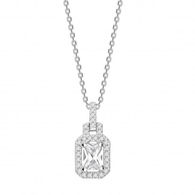 18ct White Gold Fancy Diamond Emerald Halo Pendant - 0.50ct Diamond