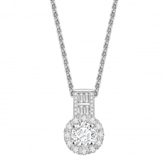18ct White Gold Fancy Diamond Halo Design Pendant - 0.50ct Diamond