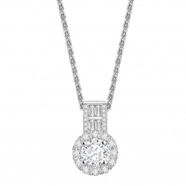 18ct White Gold Fancy Diamond Halo Pendant - 0.33ct Diamond