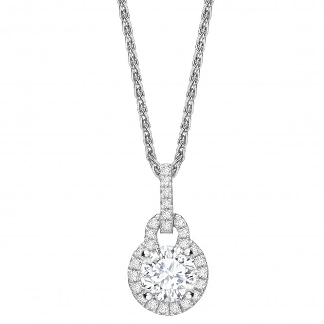 18ct White Gold Fancy Diamond Set Halo Style Pendant - 0.25ct Diamond