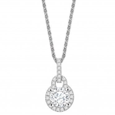 18ct White Gold Fancy Diamond Set Halo Style Pendant - 0.50ct Diamond