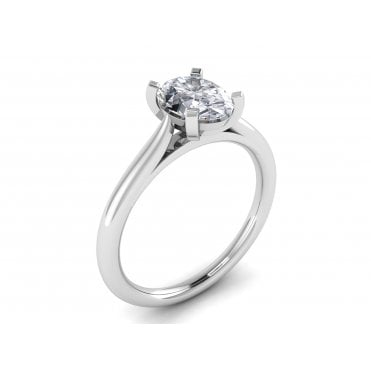 18ct White Gold Oval Cut Lab Diamond Solitaire Ring