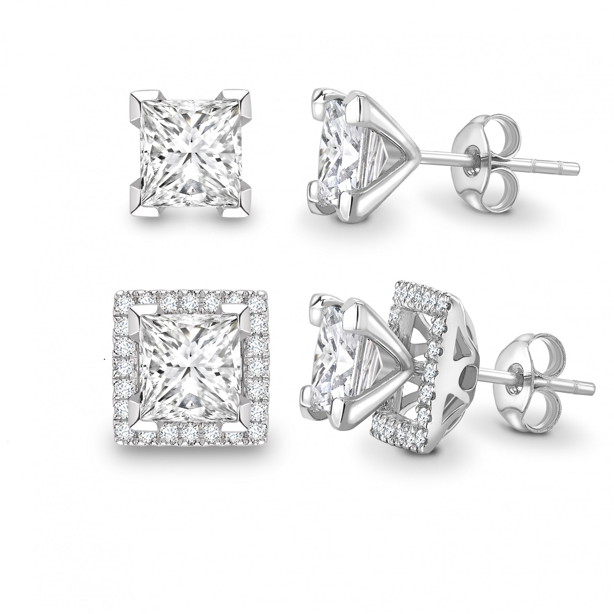 18ct White Gold 0.50ct Diamond Princess Solitaire Earrings | Ernest Jones