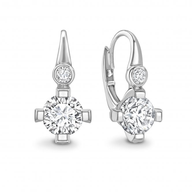 18ct White Gold Unique Diamond Huggie Hoop Earrings - 1.00ct Diamonds