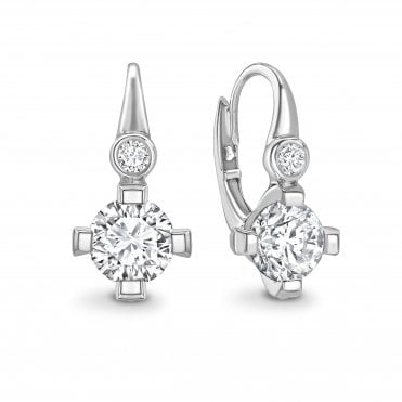 18ct White Gold Unique Diamond Huggie Hoop Earrings - 1.00ct Diamonds