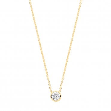 18ct Yellow Gold 0.25ctw G-SI Rubover Diamond Pendant 18inch/45cm Chain