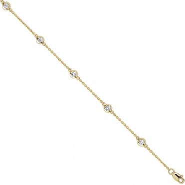 18ct Yellow Gold 0.40ct Diamond By The Yard Rubover Bracelet