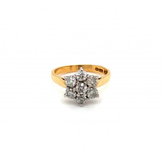 18ct Yellow Gold Diamond Daisy Cluster Flower Ring 1.00ct