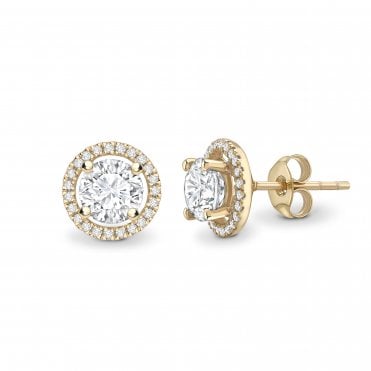 18ct Yellow Gold Diamond Halo Earrings - 0.20ct Diamonds
