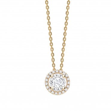18ct Yellow Gold Diamond Halo Pendant - 0.10ct Diamond