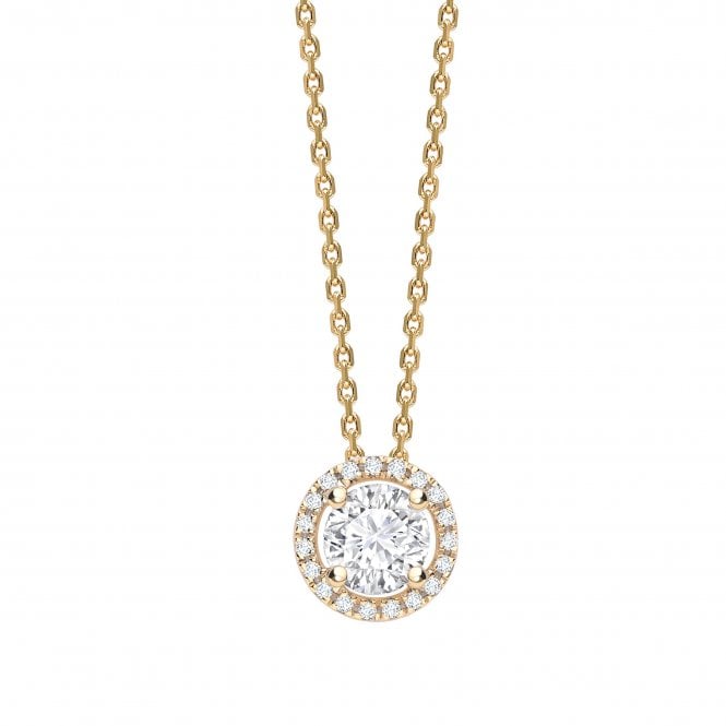 18ct Yellow Gold Diamond Halo Pendant - 0.25ct Diamond