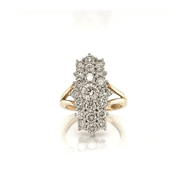 18ct Yellow Gold Large Fancy 2.63ct Diamond Cocktail Ring
