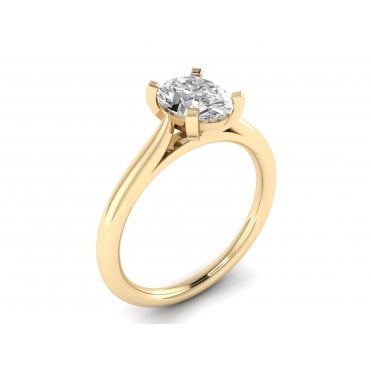 18ct Yellow Gold Oval Cut Lab Diamond Solitaire Ring