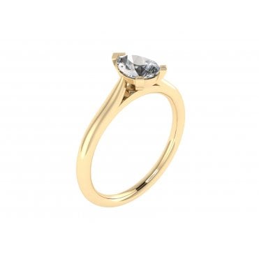 18ct Yellow Gold Pear Cut Lab Diamond Solitaire Ring
