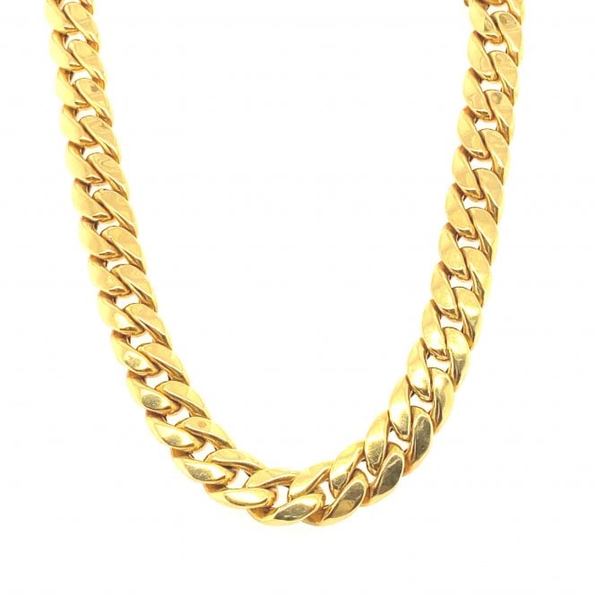 18ct Yellow Gold Unique Fancy Curb Chain - 18" - 55.95g
