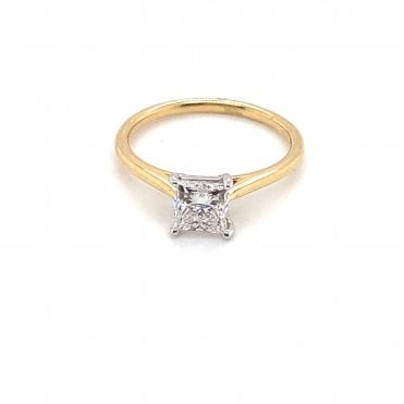 18ct YG Princess Cut Lab Grown Diamond Solitaire Ring 1.00ct