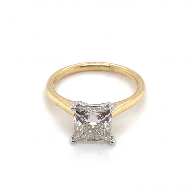 18ct YG Princess Cut Lab Grown Diamond Solitaire Ring 2.06ct
