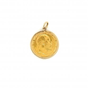 1910 EdwardVS VII Half Sovereign Coin & Pendant Mount