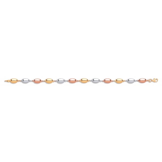 9ct Multi-tone Beaded Bracelet - 7"